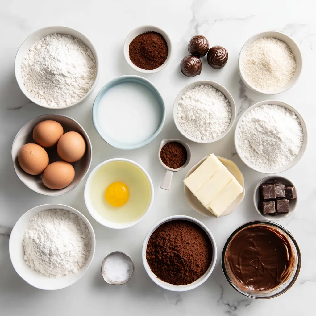 Ingredients for Indulgent Ferrero Rocher Cake with Nutella Frosting