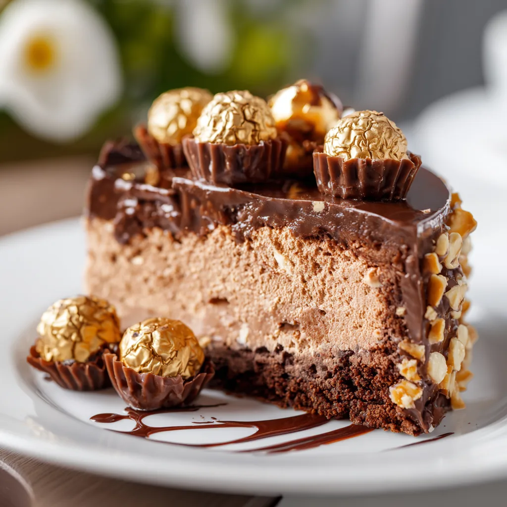 Indulgent Ferrero Rocher Cake with Nutella Frosting