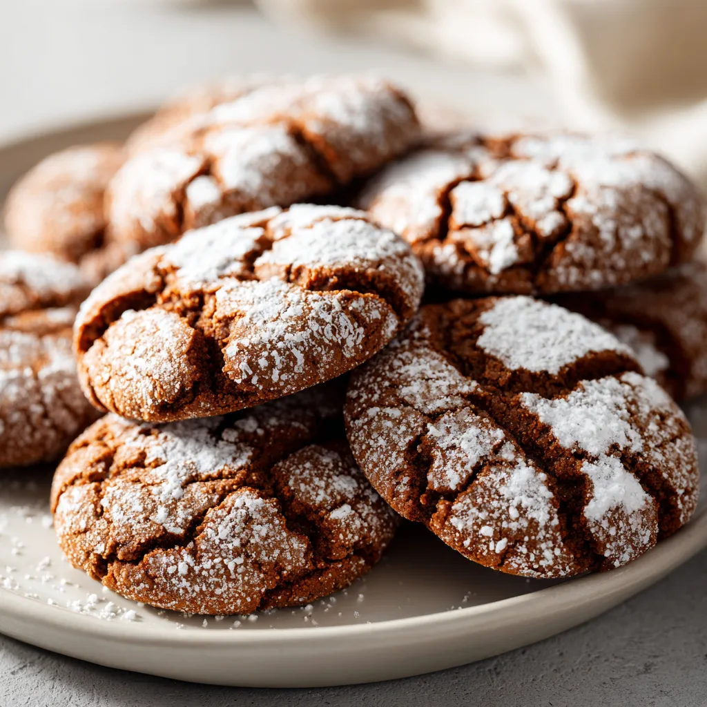 Gingerbread Crinkle Cookies with a Dusting of Sugar