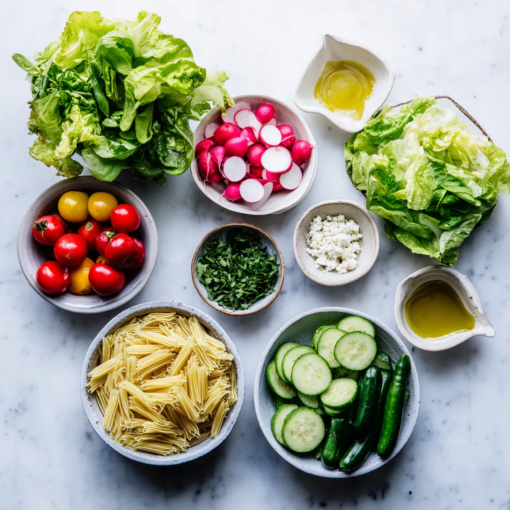Ingredients for Colorful Spring Pasta Salads Perfect for Gatherings